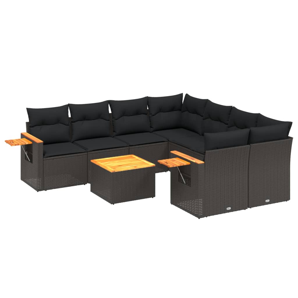 9-delige Loungeset met kussens poly rattan zwart is nu te koop bij PeponiXL, paradijselijk wonen!