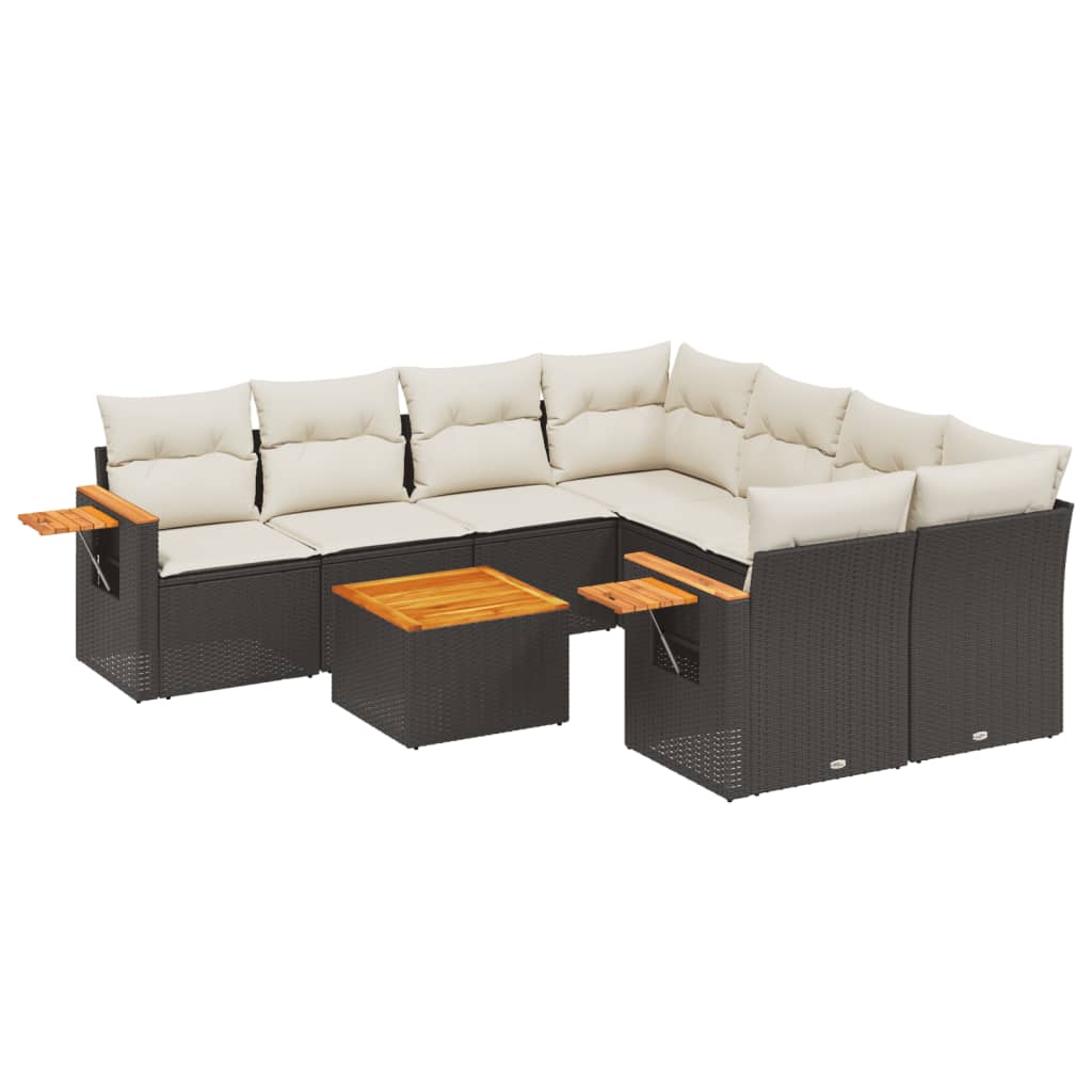 9-delige Loungeset met kussens poly rattan zwart is nu te koop bij PeponiXL, paradijselijk wonen!