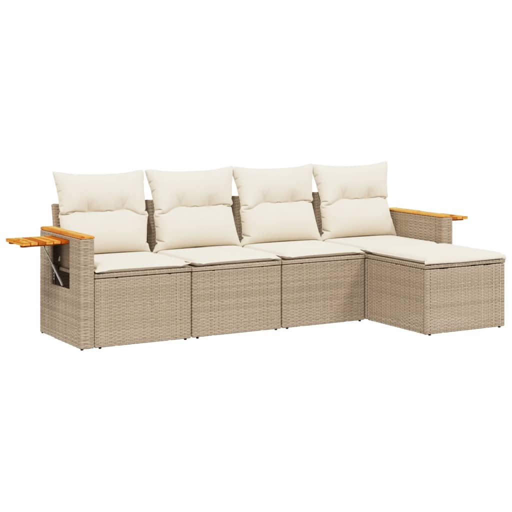 5-delige Loungeset met kussens poly rattan beige is nu te koop bij PeponiXL, paradijselijk wonen!