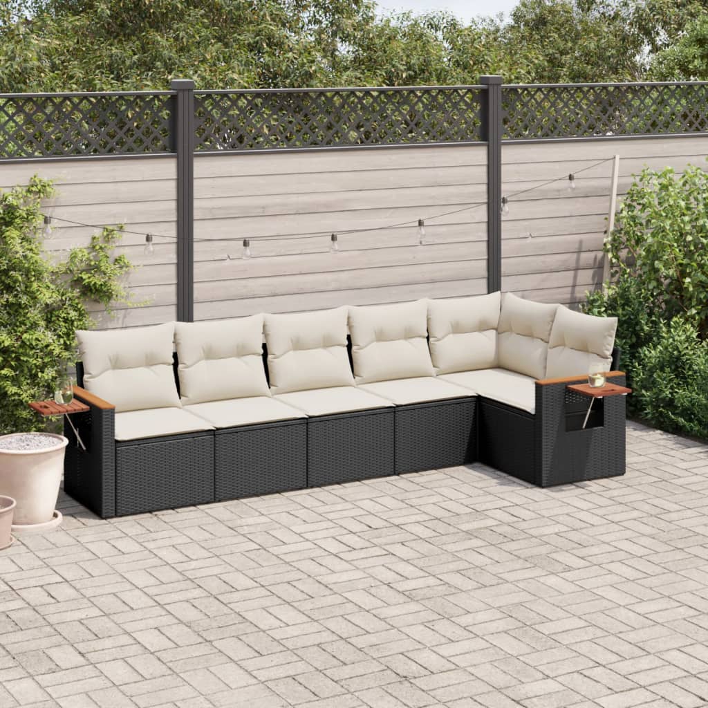 6-delige Loungeset met kussens poly rattan zwart is nu te koop bij PeponiXL, paradijselijk wonen!