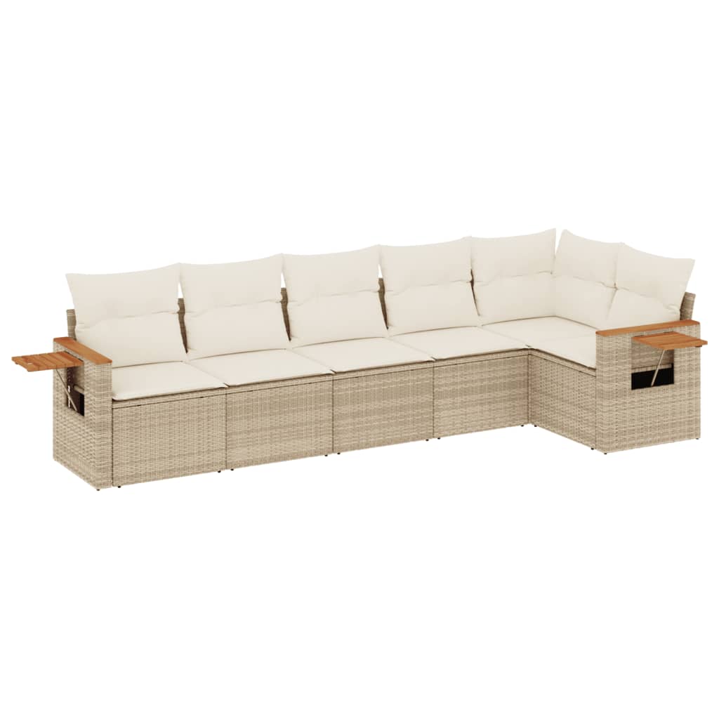 6-delige Loungeset met kussens poly rattan beige is nu te koop bij PeponiXL, paradijselijk wonen!