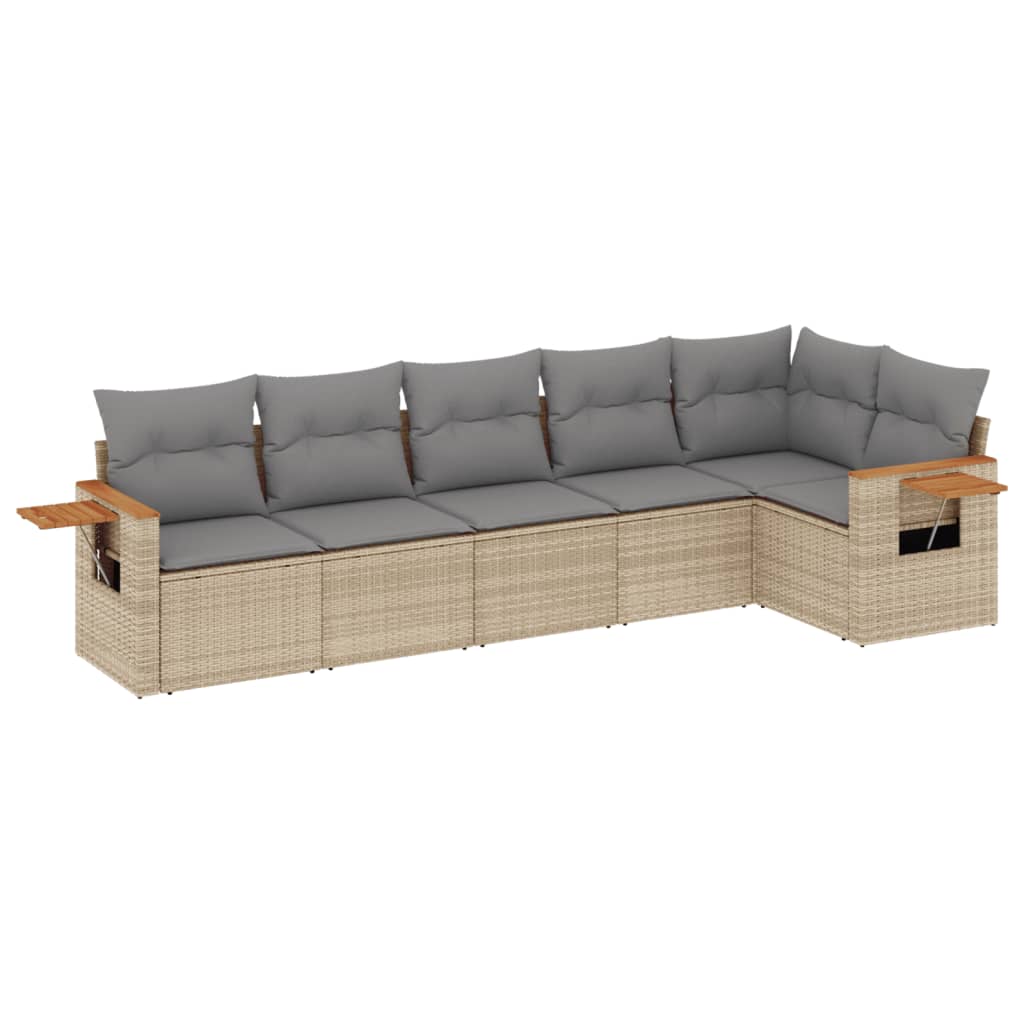 6-delige Loungeset met kussens poly rattan beige is nu te koop bij PeponiXL, paradijselijk wonen!