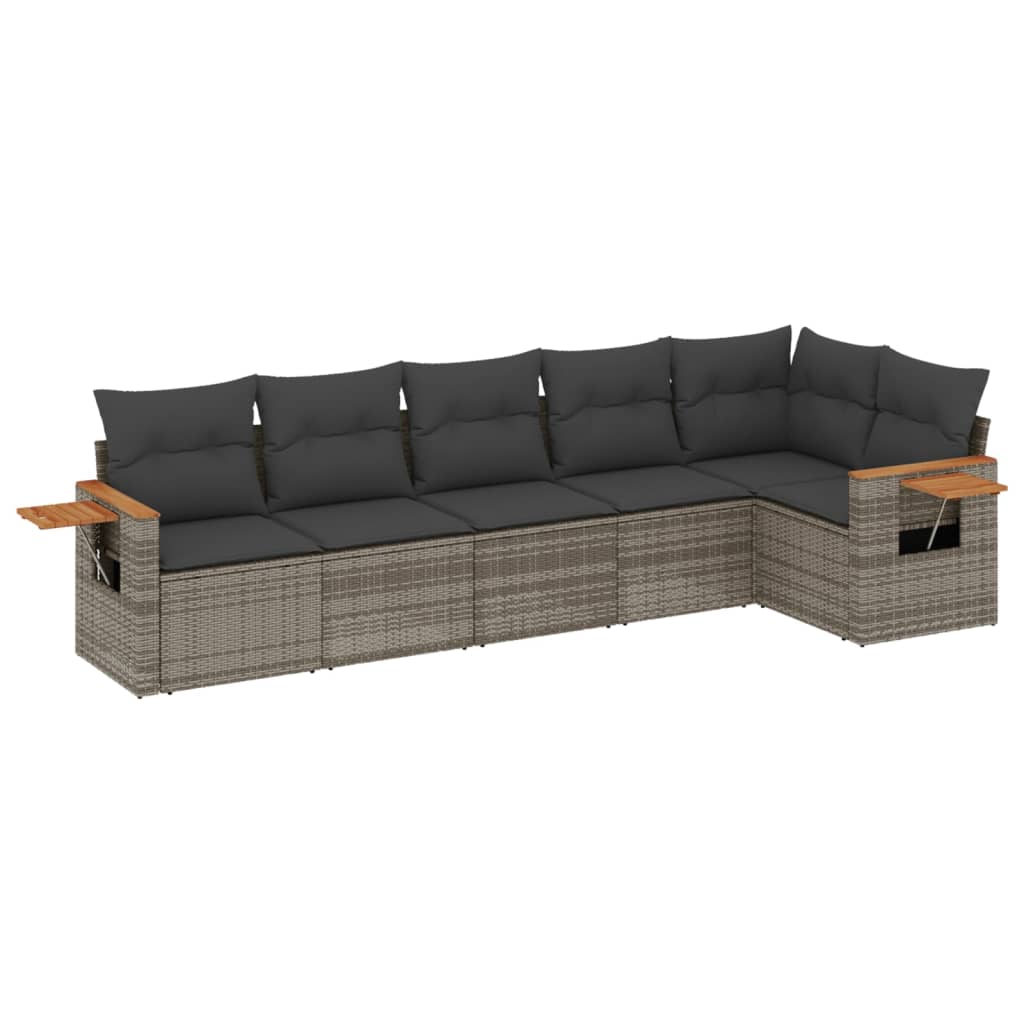6-delige Loungeset met kussens poly rattan grijs is nu te koop bij PeponiXL, paradijselijk wonen!