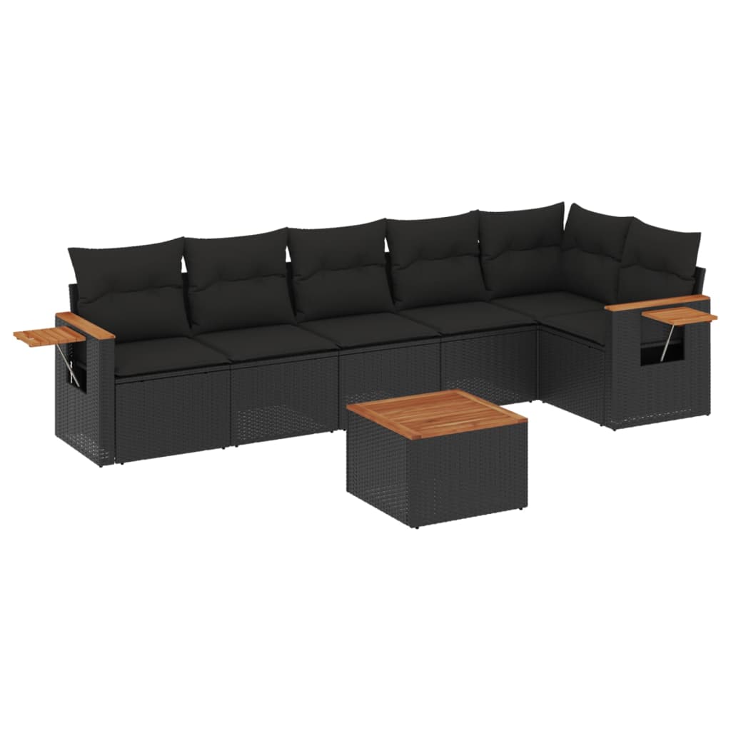 7-delige Loungeset met kussens poly rattan zwart is nu te koop bij PeponiXL, paradijselijk wonen!