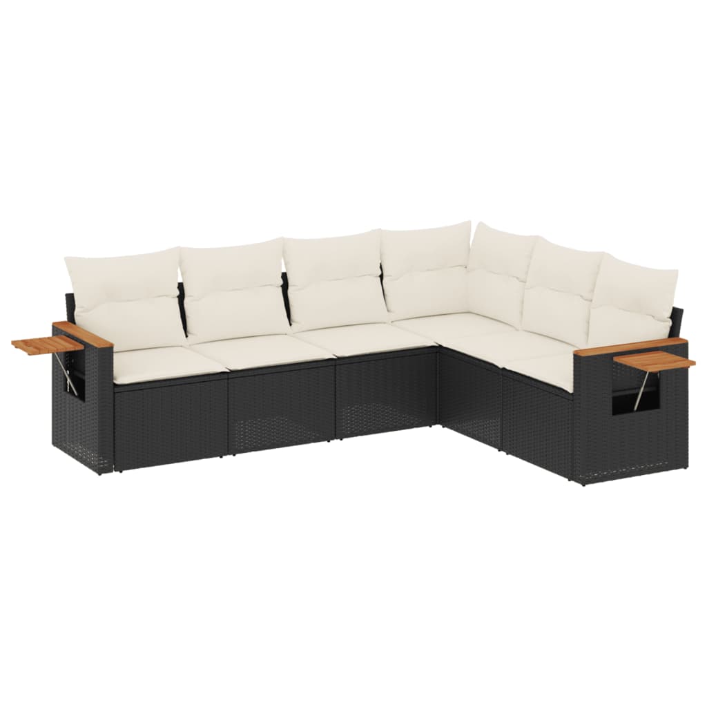 6-delige Loungeset met kussens poly rattan zwart is nu te koop bij PeponiXL, paradijselijk wonen!