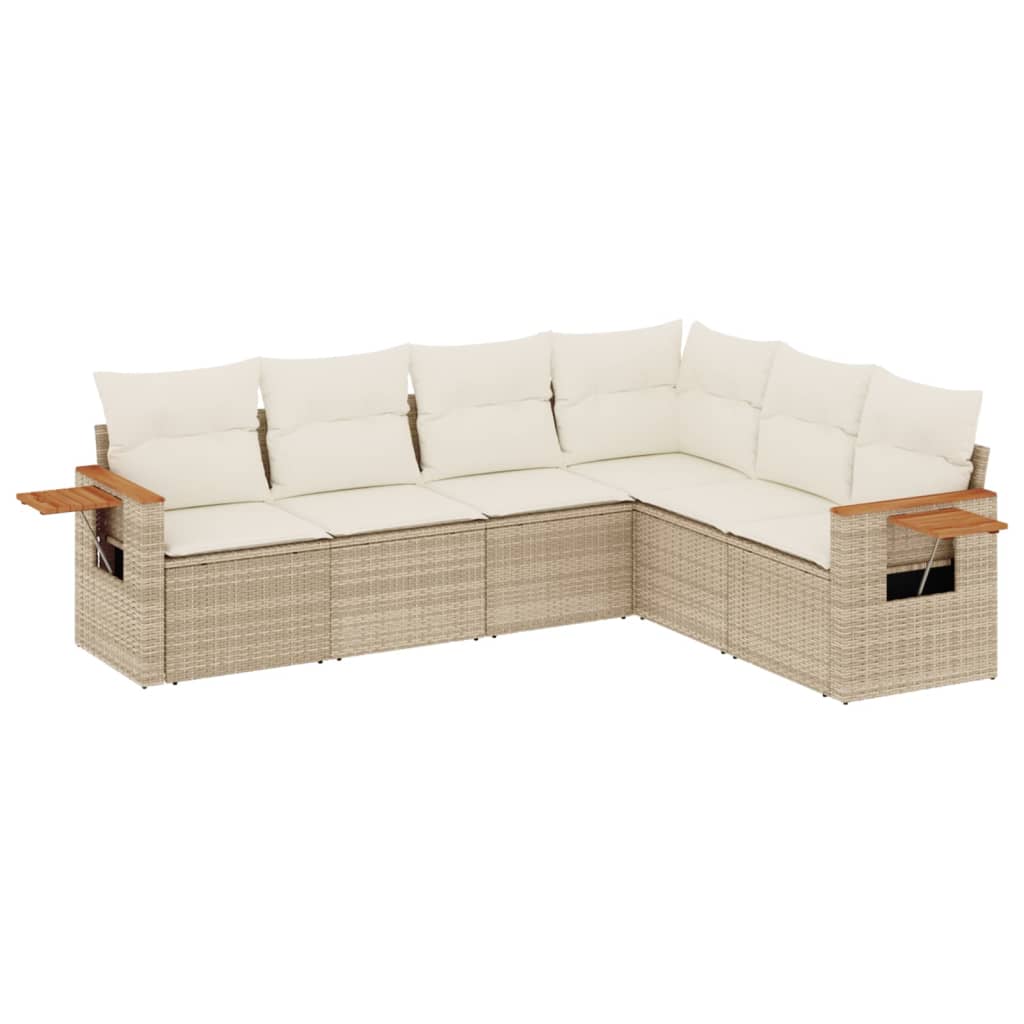 6-delige Loungeset met kussens poly rattan beige is nu te koop bij PeponiXL, paradijselijk wonen!