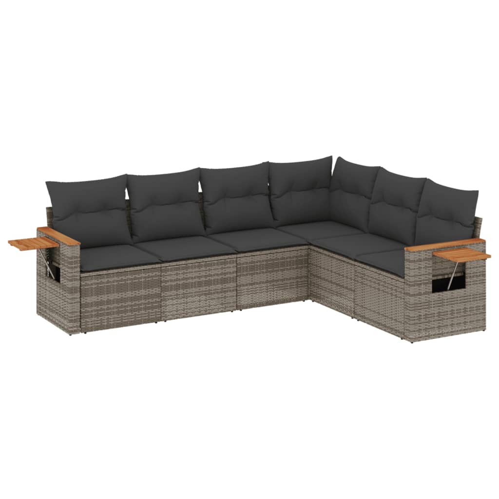 6-delige Loungeset met kussens poly rattan grijs is nu te koop bij PeponiXL, paradijselijk wonen!
