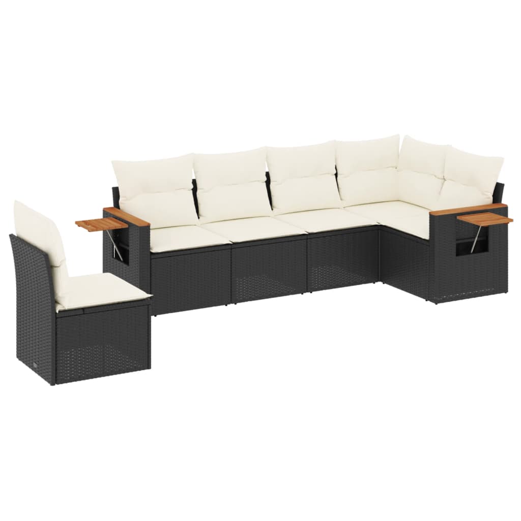 6-delige Loungeset met kussens poly rattan zwart is nu te koop bij PeponiXL, paradijselijk wonen!