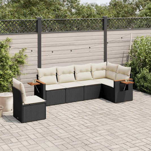 6-delige Loungeset met kussens poly rattan zwart is nu te koop bij PeponiXL, paradijselijk wonen!