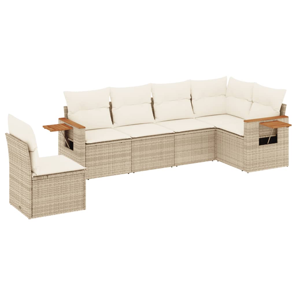 6-delige Loungeset met kussens poly rattan beige is nu te koop bij PeponiXL, paradijselijk wonen!