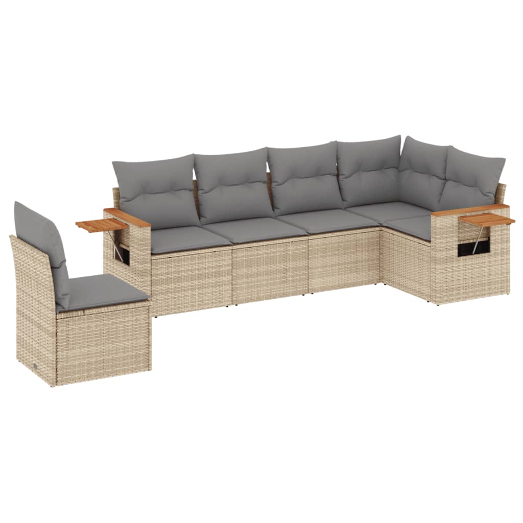 6-delige Loungeset met kussens poly rattan beige is nu te koop bij PeponiXL, paradijselijk wonen!
