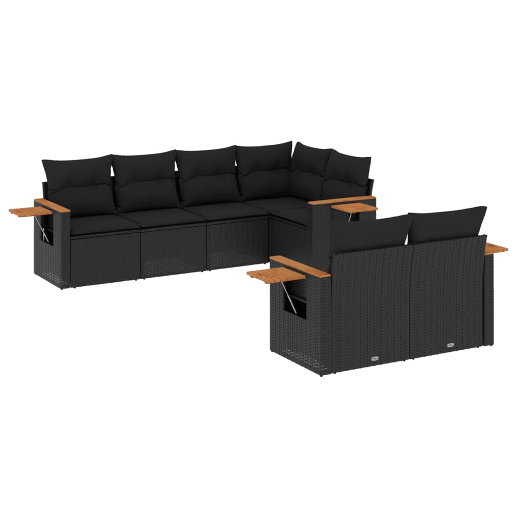 7-delige Loungeset met kussens poly rattan zwart is nu te koop bij PeponiXL, paradijselijk wonen!