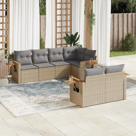 7-delige Loungeset met kussens poly rattan grijs is nu te koop bij PeponiXL, paradijselijk wonen!