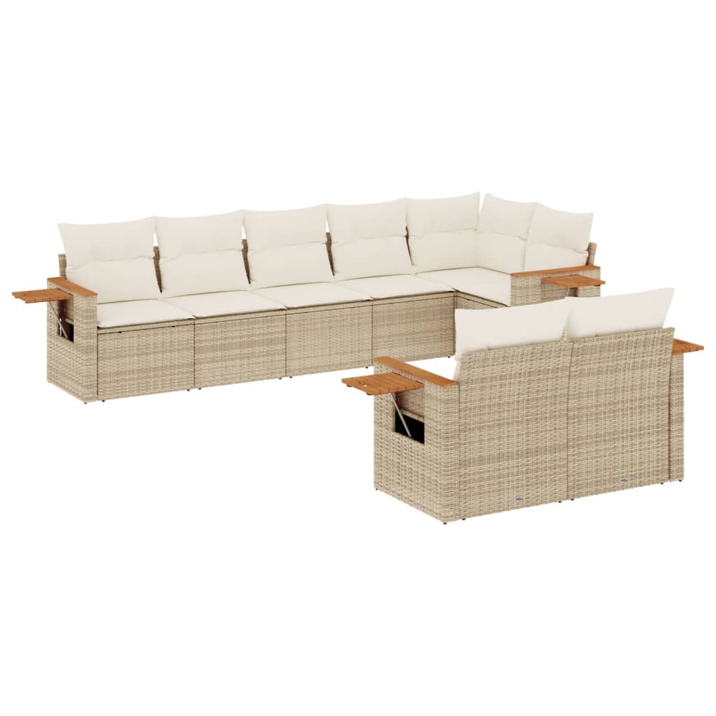 8-delige Loungeset met kussens poly rattan beige is nu te koop bij PeponiXL, paradijselijk wonen!