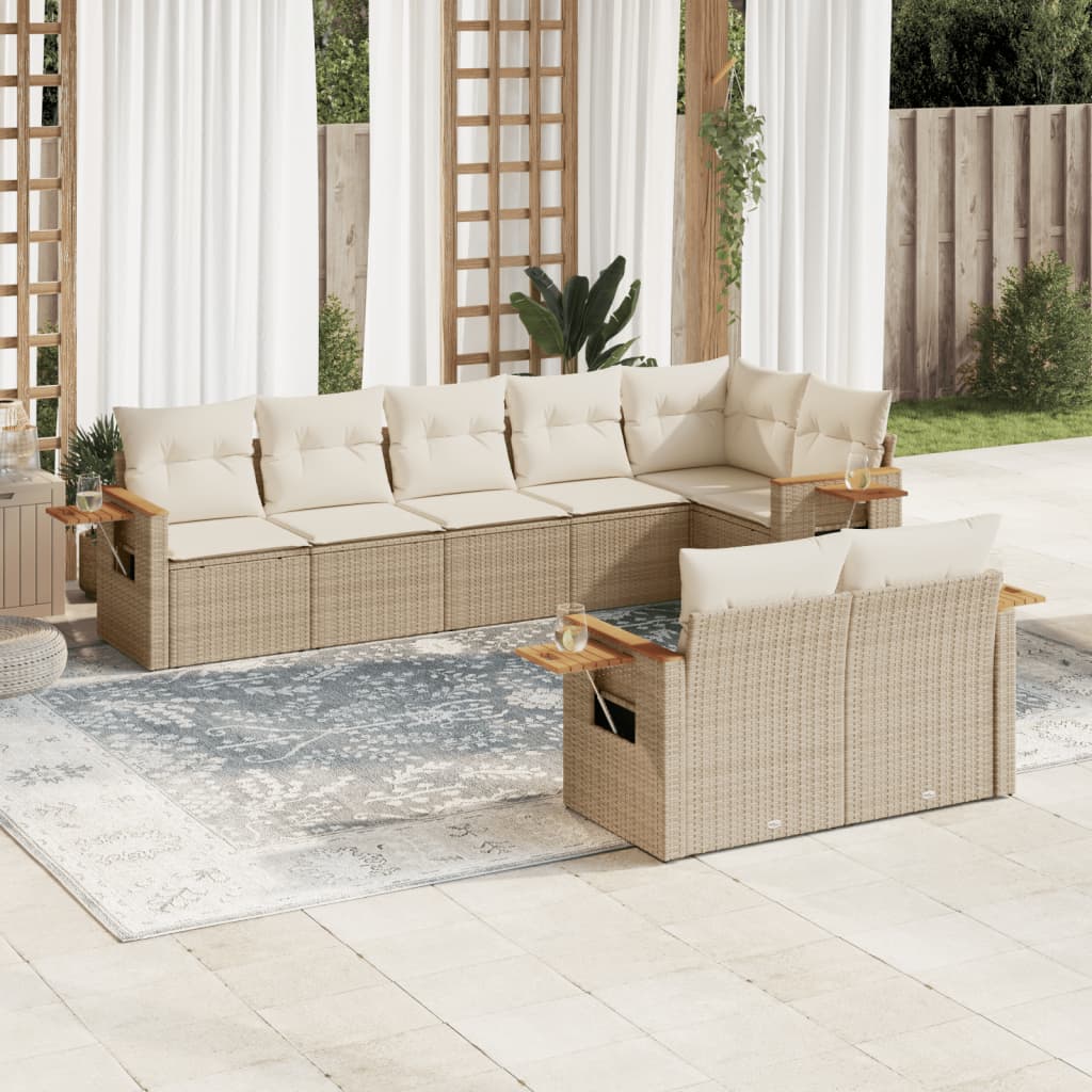 8-delige Loungeset met kussens poly rattan beige is nu te koop bij PeponiXL, paradijselijk wonen!
