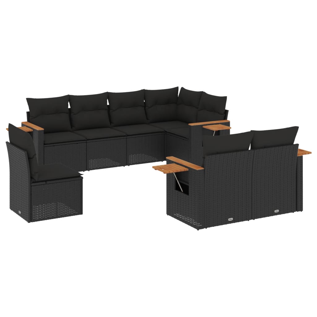 8-delige Loungeset met kussens poly rattan zwart is nu te koop bij PeponiXL, paradijselijk wonen!
