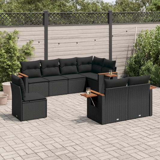 8-delige Loungeset met kussens poly rattan zwart is nu te koop bij PeponiXL, paradijselijk wonen!