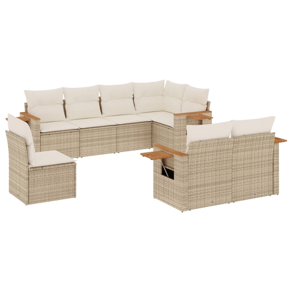 8-delige Loungeset met kussens poly rattan beige is nu te koop bij PeponiXL, paradijselijk wonen!