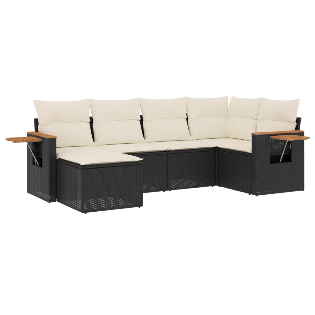 6-delige Loungeset met kussens poly rattan zwart is nu te koop bij PeponiXL, paradijselijk wonen!