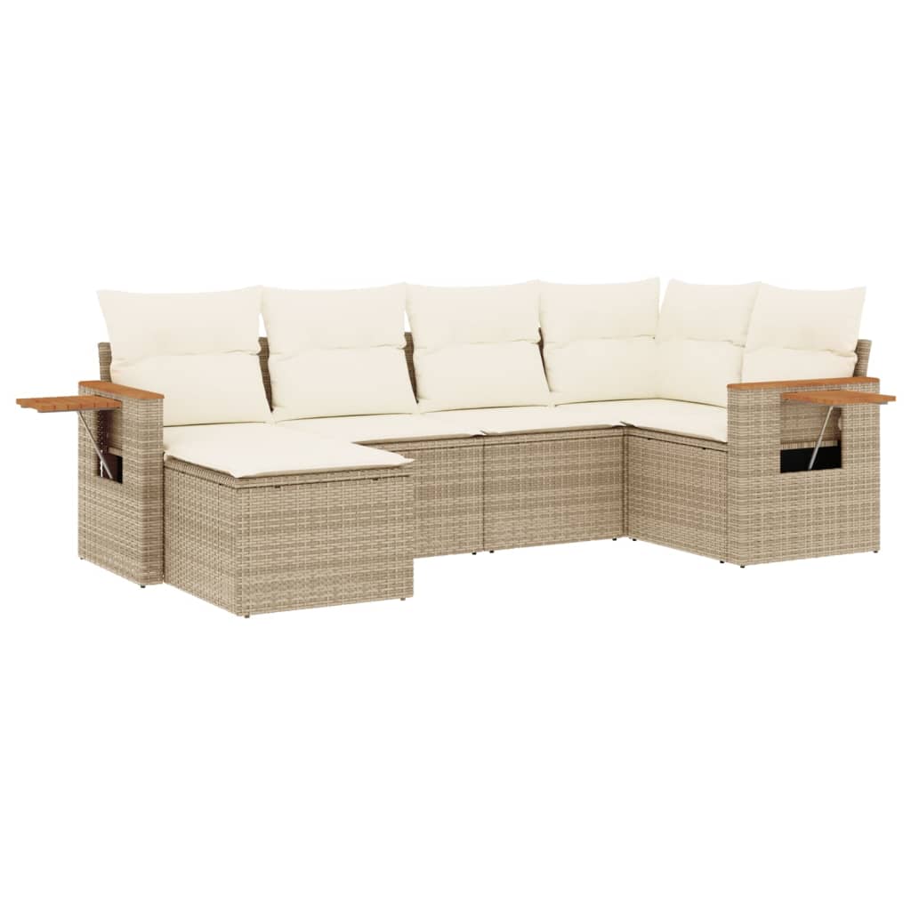 6-delige Loungeset met kussens poly rattan beige is nu te koop bij PeponiXL, paradijselijk wonen!