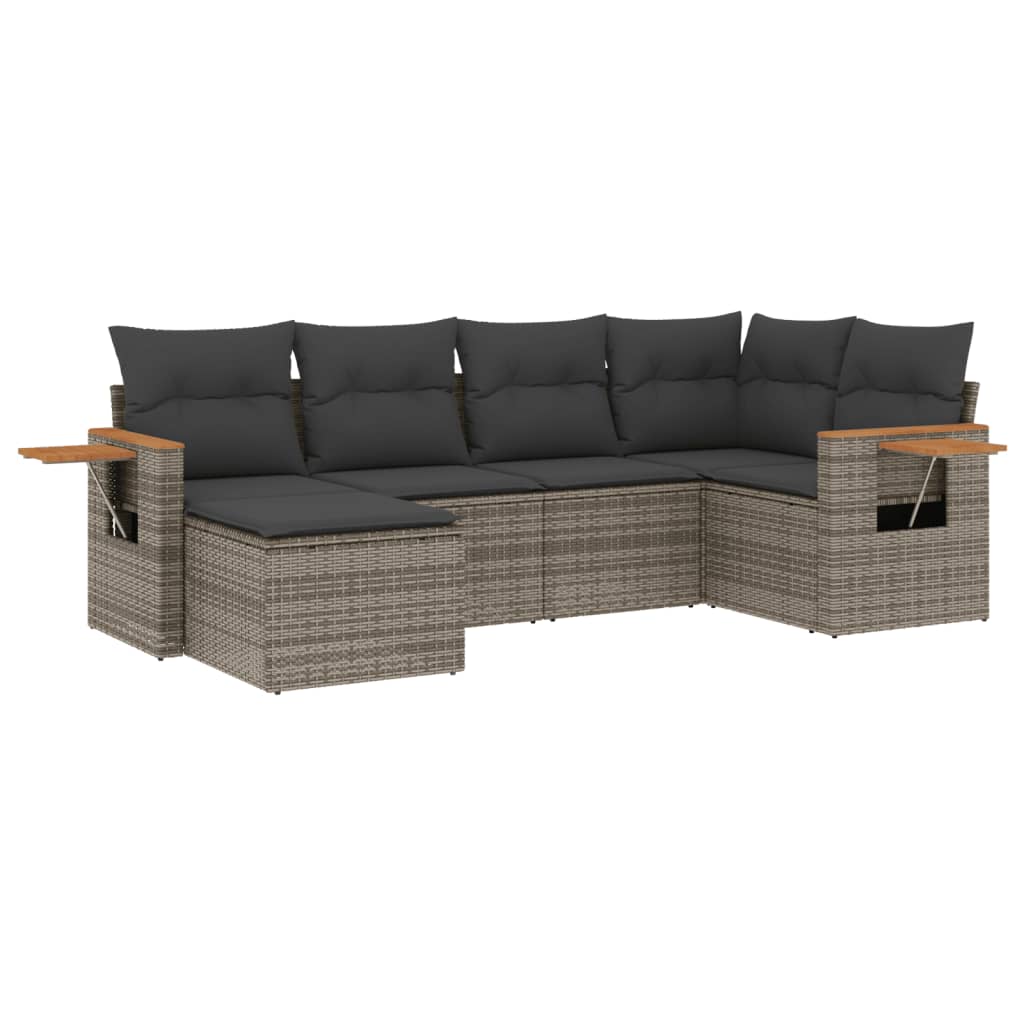 6-delige Loungeset met kussens poly rattan grijs is nu te koop bij PeponiXL, paradijselijk wonen!