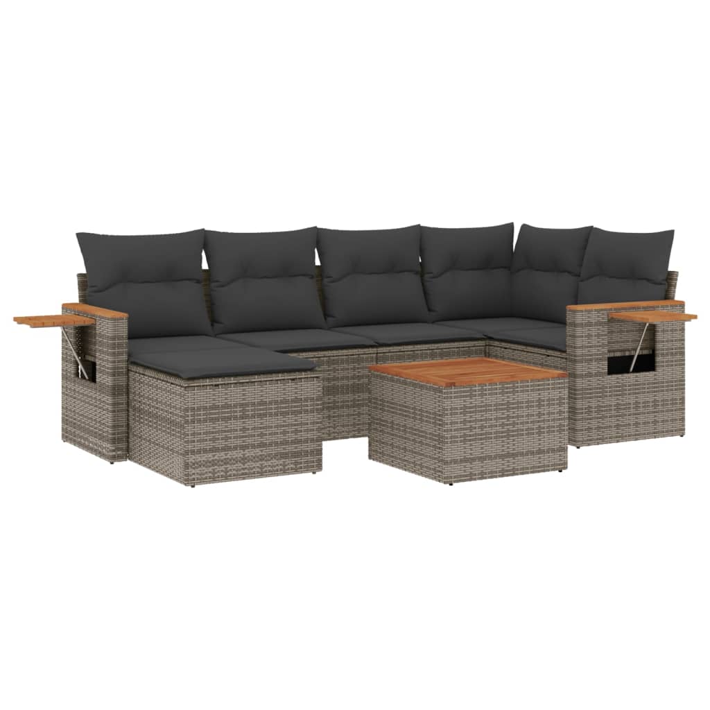 7-delige Loungeset met kussens poly rattan grijs is nu te koop bij PeponiXL, paradijselijk wonen!