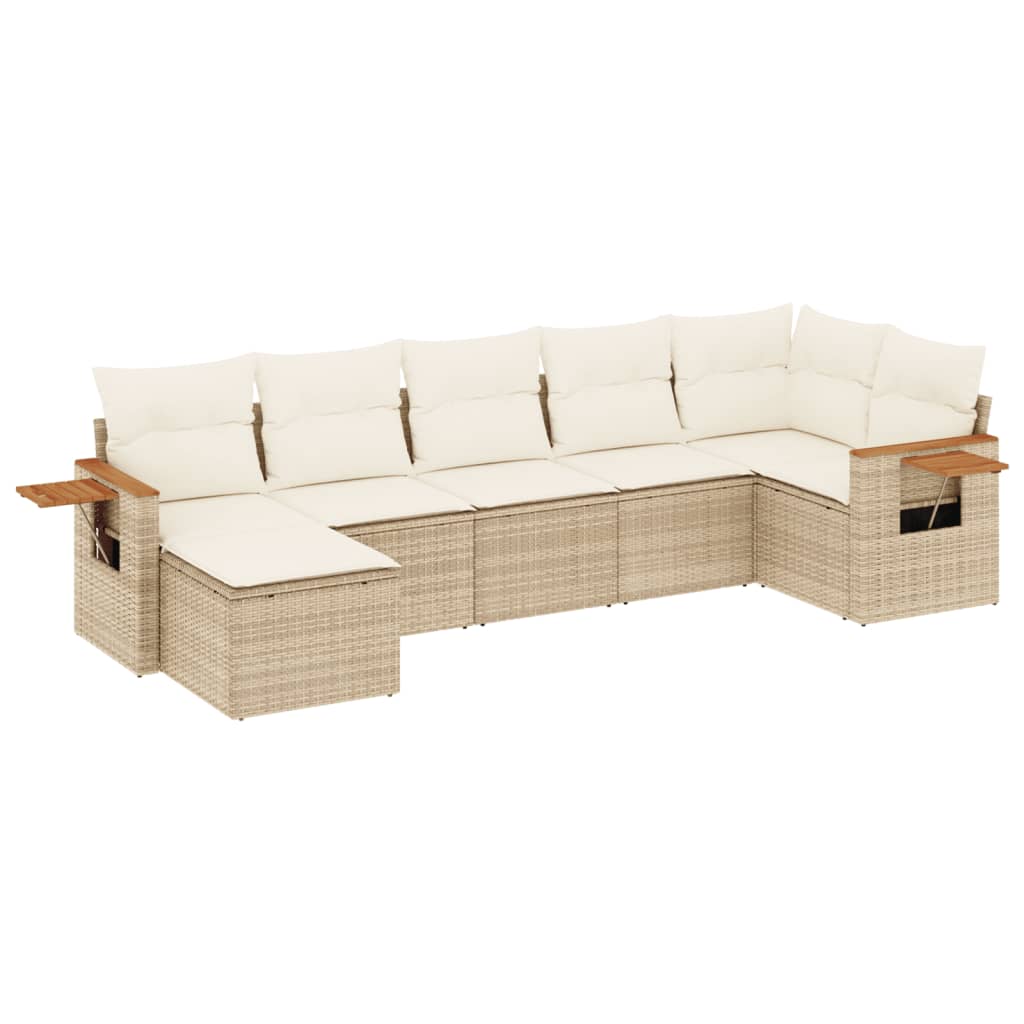 7-delige Loungeset met kussens poly rattan beige is nu te koop bij PeponiXL, paradijselijk wonen!