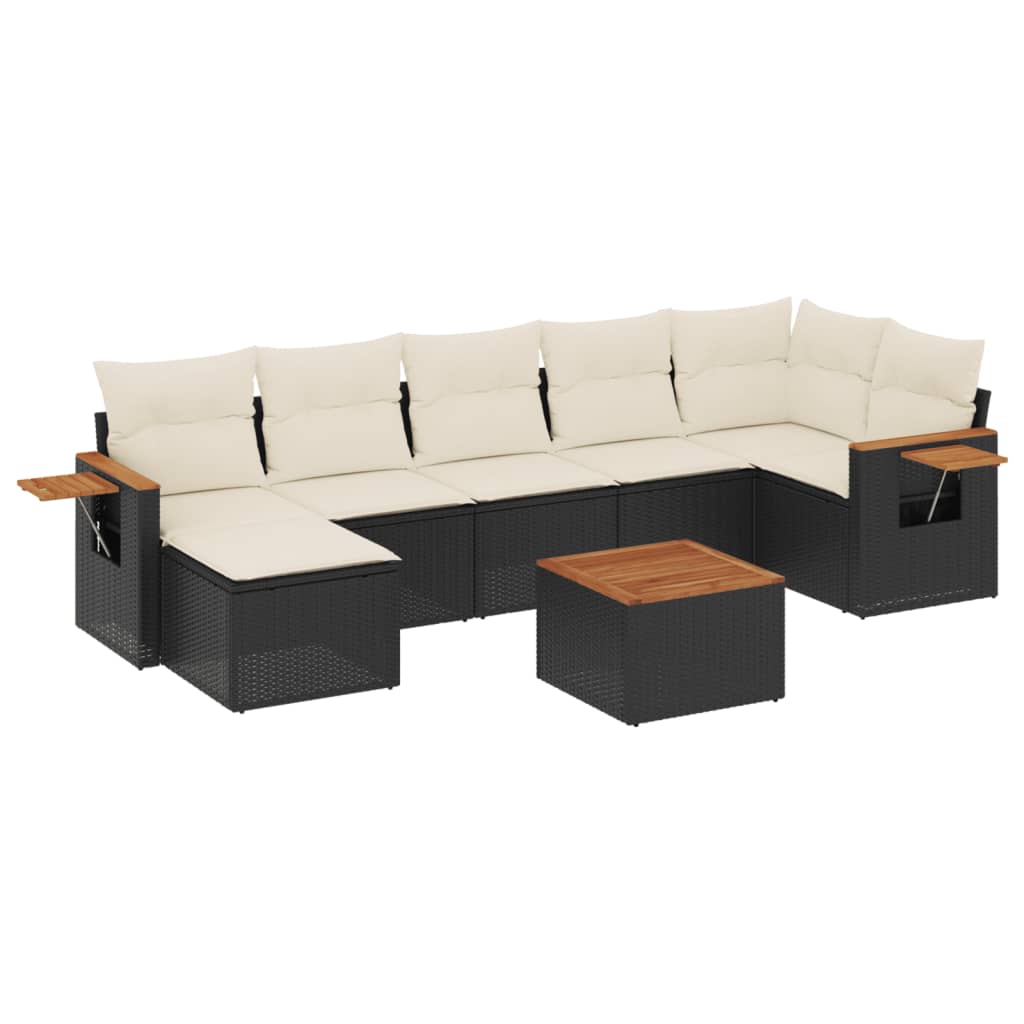 8-delige Loungeset met kussens poly rattan zwart is nu te koop bij PeponiXL, paradijselijk wonen!