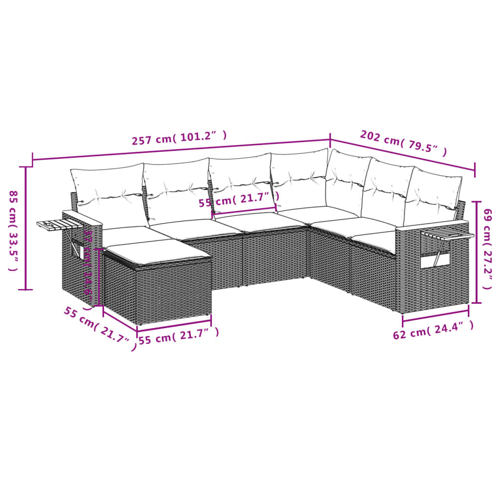 7-delige Loungeset met kussens poly rattan zwart is nu te koop bij PeponiXL, paradijselijk wonen!