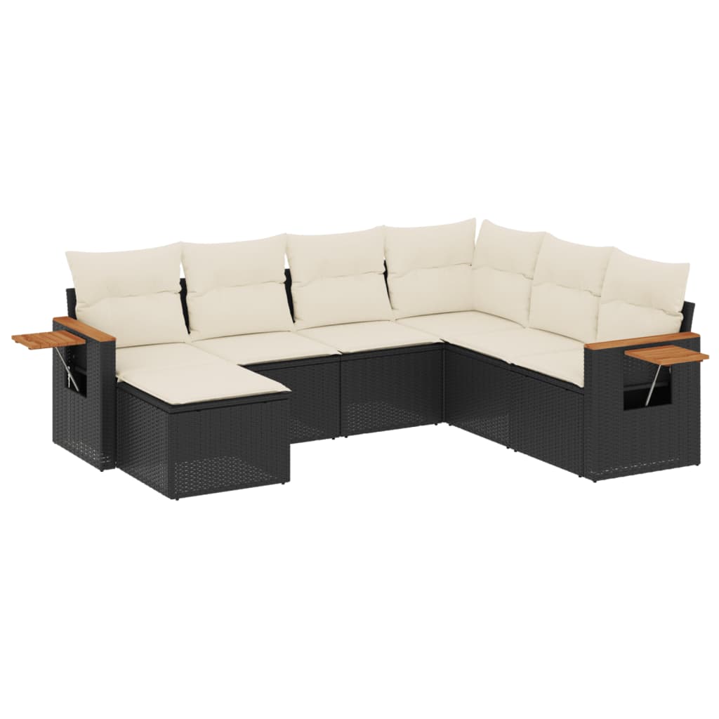 7-delige Loungeset met kussens poly rattan zwart is nu te koop bij PeponiXL, paradijselijk wonen!
