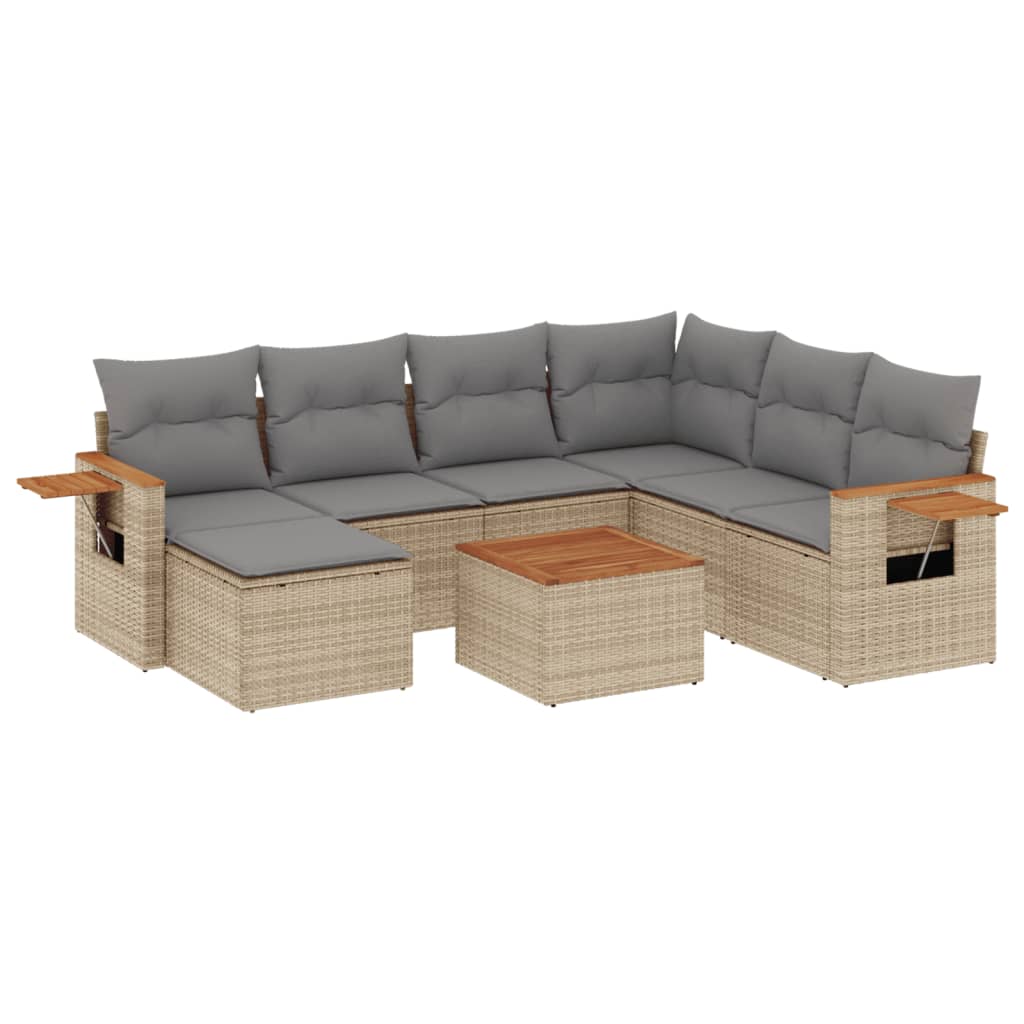8-delige Loungeset met kussens poly rattan beige is nu te koop bij PeponiXL, paradijselijk wonen!