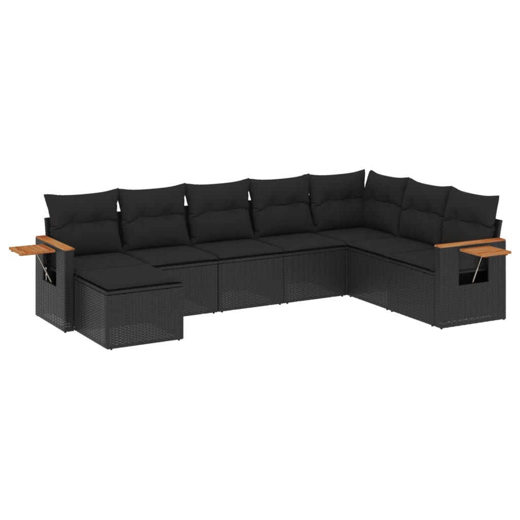 8-delige Loungeset met kussens poly rattan zwart is nu te koop bij PeponiXL, paradijselijk wonen!