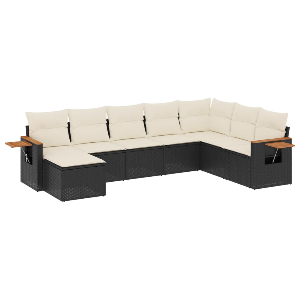 8-delige Loungeset met kussens poly rattan zwart is nu te koop bij PeponiXL, paradijselijk wonen!