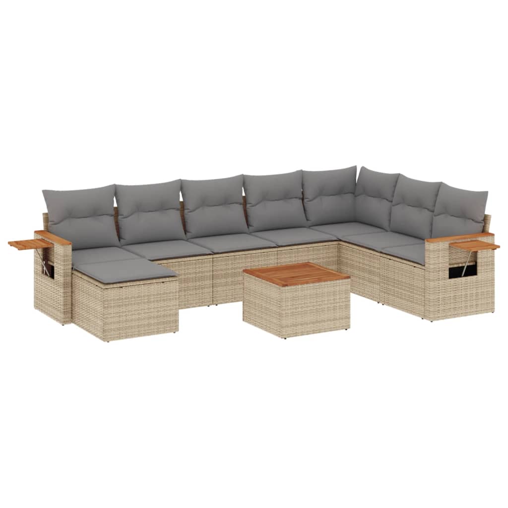 9-delige Loungeset met kussens poly rattan beige is nu te koop bij PeponiXL, paradijselijk wonen!