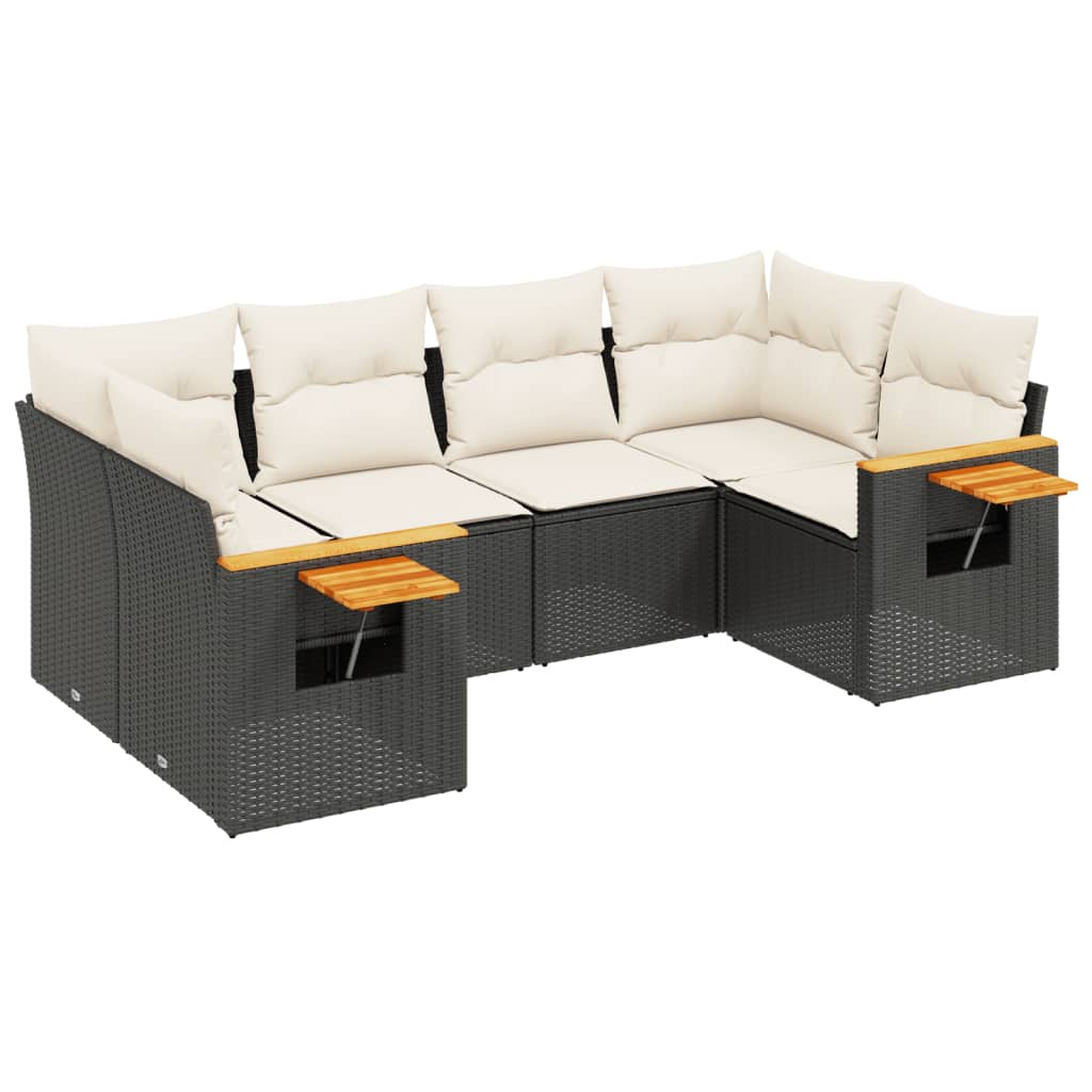 6-delige Loungeset met kussens poly rattan zwart is nu te koop bij PeponiXL, paradijselijk wonen!