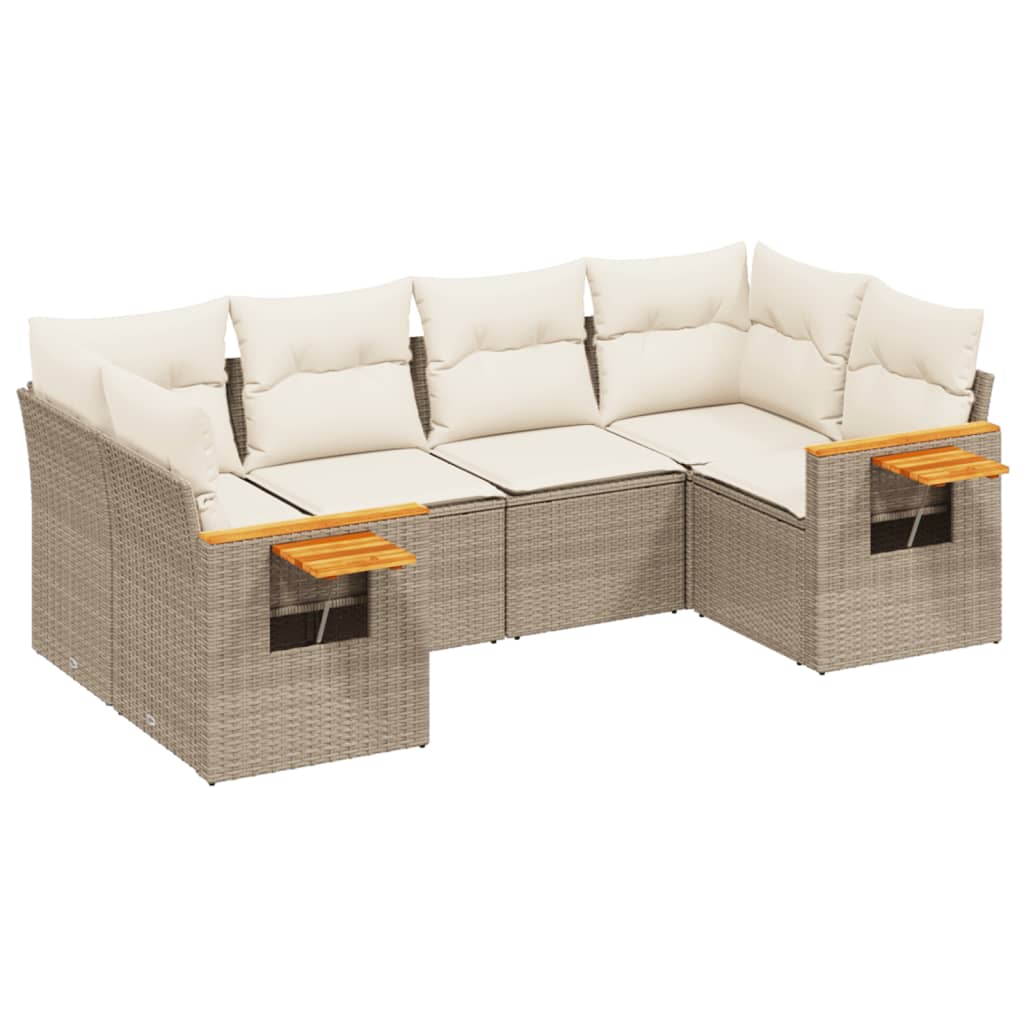 6-delige Loungeset met kussens poly rattan beige is nu te koop bij PeponiXL, paradijselijk wonen!
