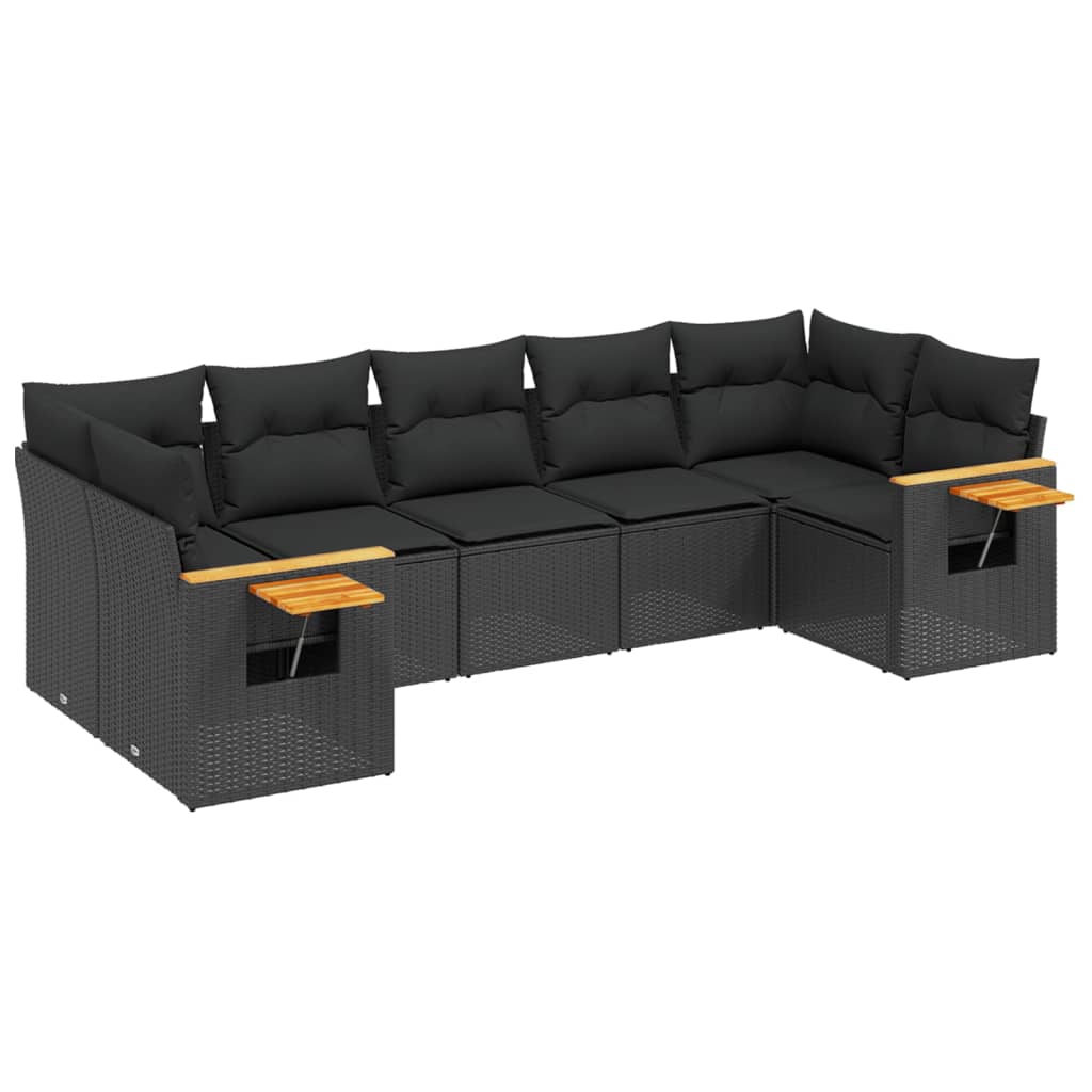 7-delige Loungeset met kussens poly rattan zwart is nu te koop bij PeponiXL, paradijselijk wonen!