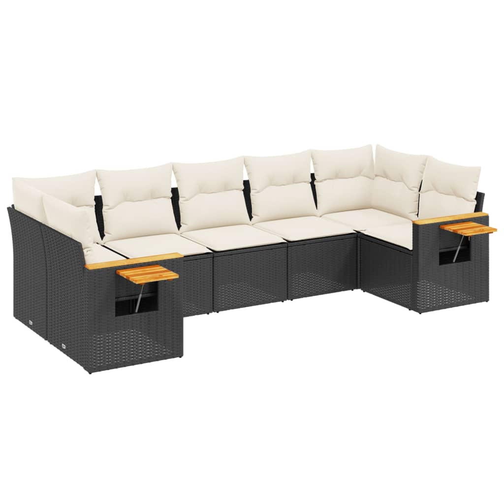 7-delige Loungeset met kussens poly rattan zwart is nu te koop bij PeponiXL, paradijselijk wonen!