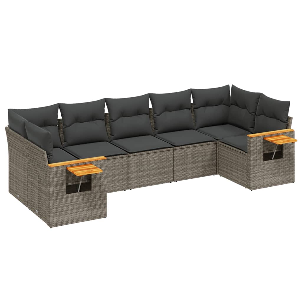 7-delige Loungeset met kussens poly rattan grijs is nu te koop bij PeponiXL, paradijselijk wonen!