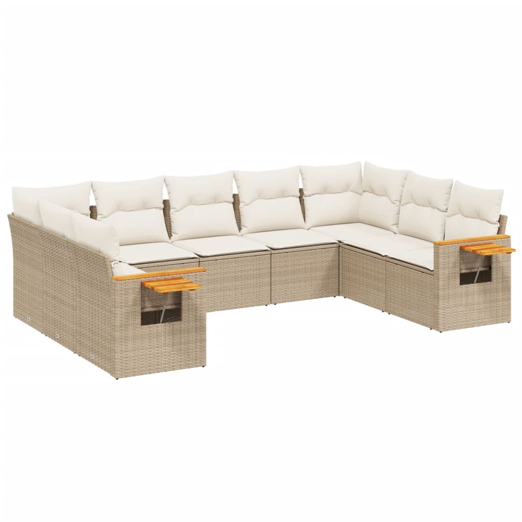 9-delige Loungeset met kussens poly rattan beige is nu te koop bij PeponiXL, paradijselijk wonen!