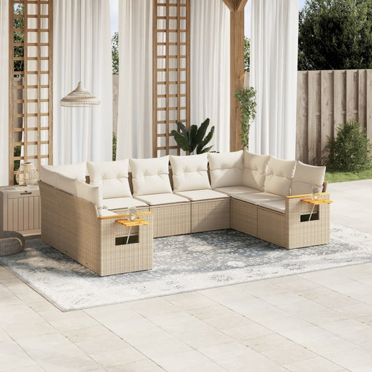 9-delige Loungeset met kussens poly rattan beige is nu te koop bij PeponiXL, paradijselijk wonen!