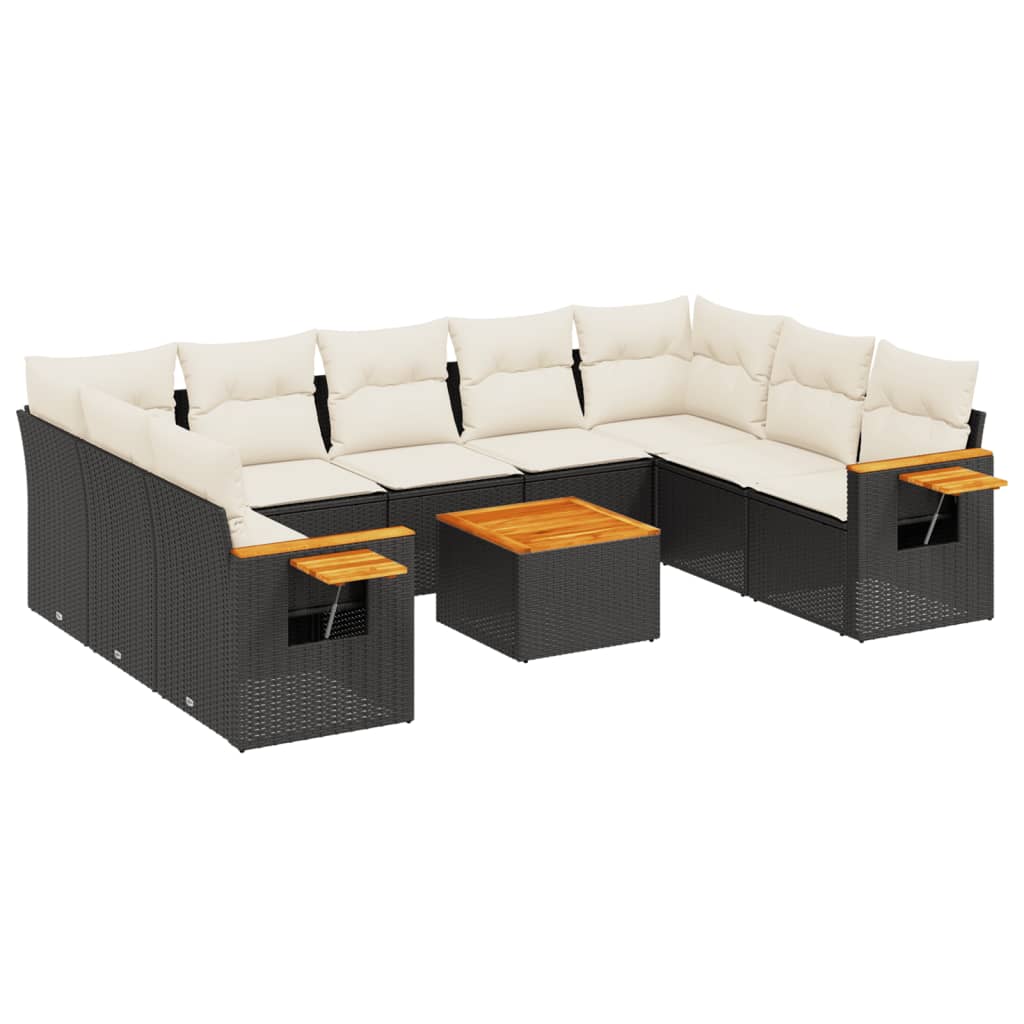 10-delige Loungeset met kussens poly rattan zwart is nu te koop bij PeponiXL, paradijselijk wonen!