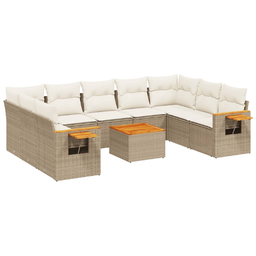 10-delige Loungeset met kussens poly rattan beige is nu te koop bij PeponiXL, paradijselijk wonen!