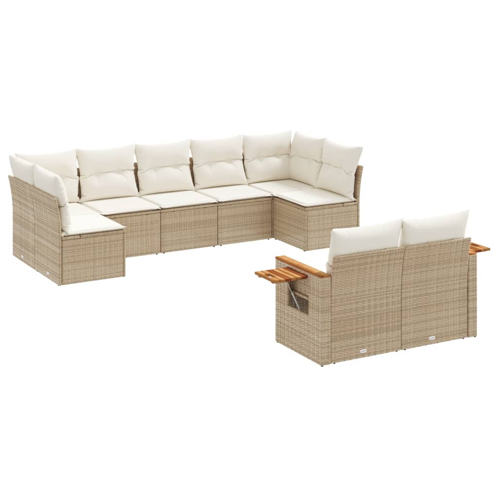 9-delige Loungeset met kussens poly rattan beige is nu te koop bij PeponiXL, paradijselijk wonen!