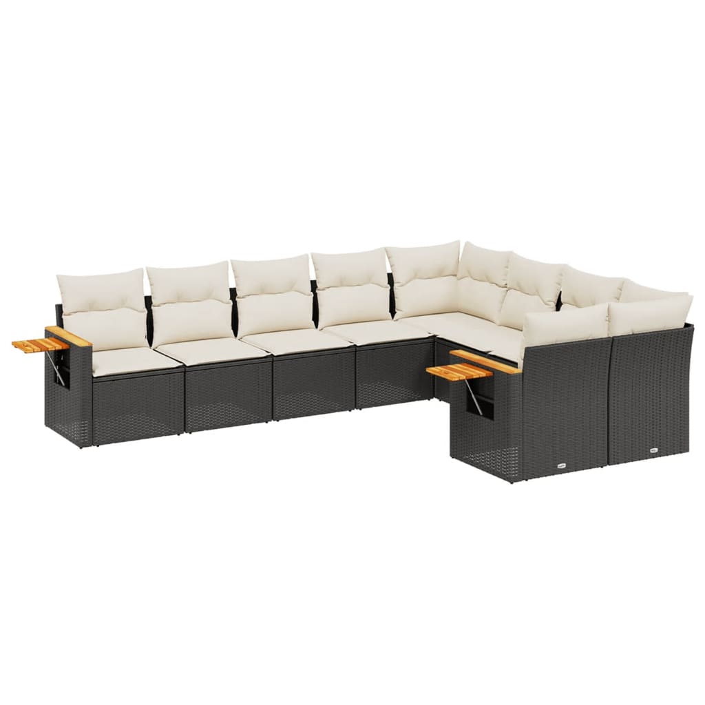 9-delige Loungeset met kussens poly rattan zwart is nu te koop bij PeponiXL, paradijselijk wonen!