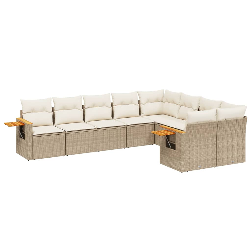 9-delige Loungeset met kussens poly rattan beige is nu te koop bij PeponiXL, paradijselijk wonen!
