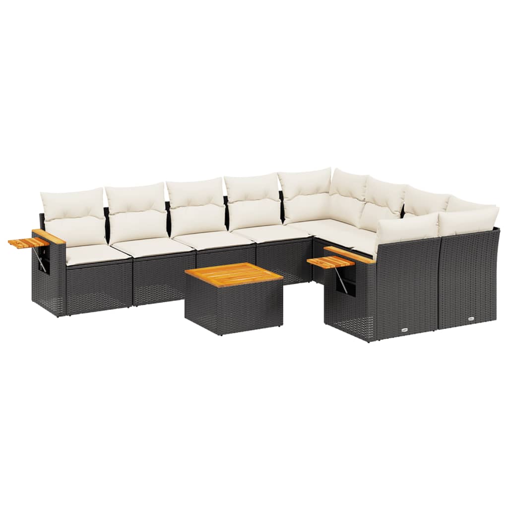10-delige Loungeset met kussens poly rattan zwart is nu te koop bij PeponiXL, paradijselijk wonen!