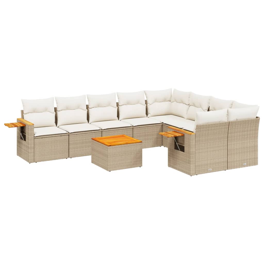 10-delige Loungeset met kussens poly rattan beige is nu te koop bij PeponiXL, paradijselijk wonen!