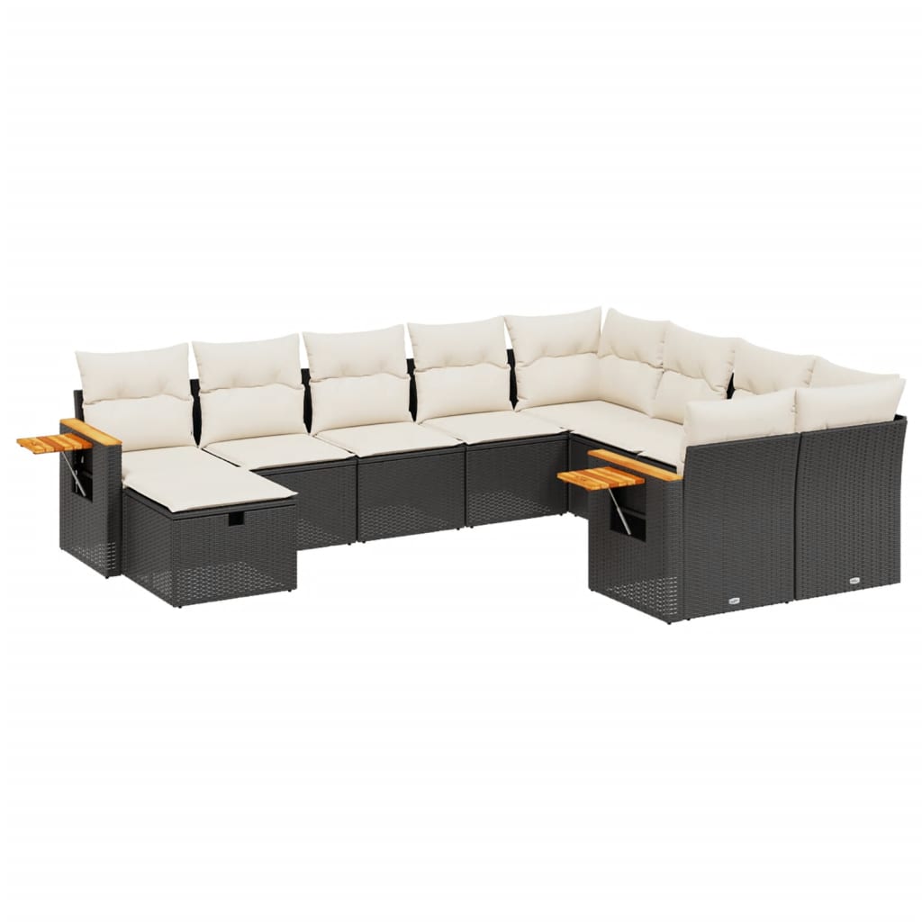 10-delige Loungeset met kussens poly rattan zwart is nu te koop bij PeponiXL, paradijselijk wonen!