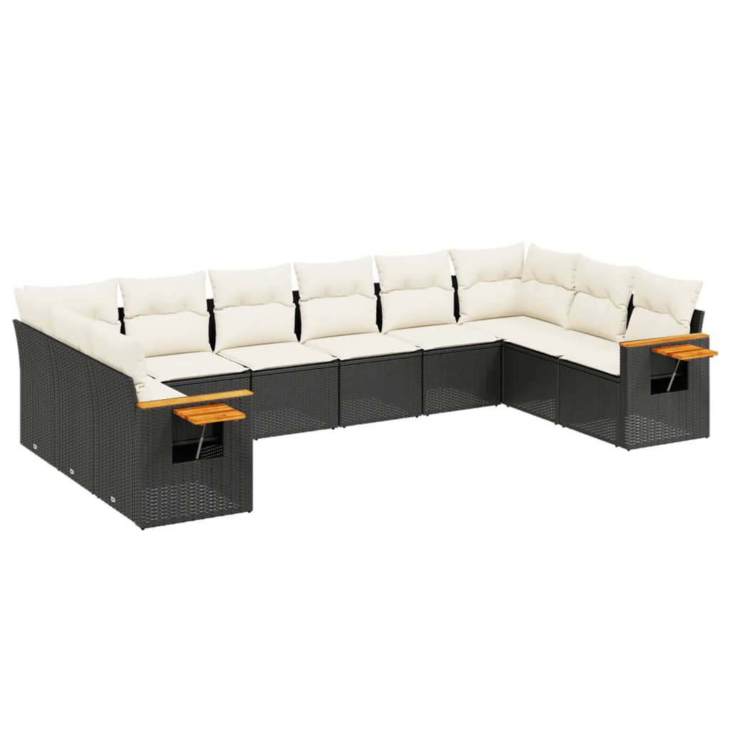 10-delige Loungeset met kussens poly rattan zwart is nu te koop bij PeponiXL, paradijselijk wonen!